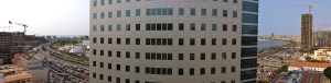 View of the office building from our tenth floor flat.