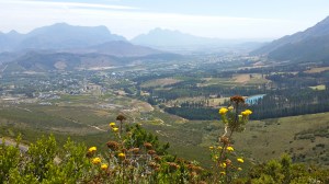 Looking down at Franschhoek from the pass.