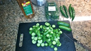 The pickling cucumbers were so cute, I had to get them. Those peppers, however, are anything but cute. They are bloody hot!